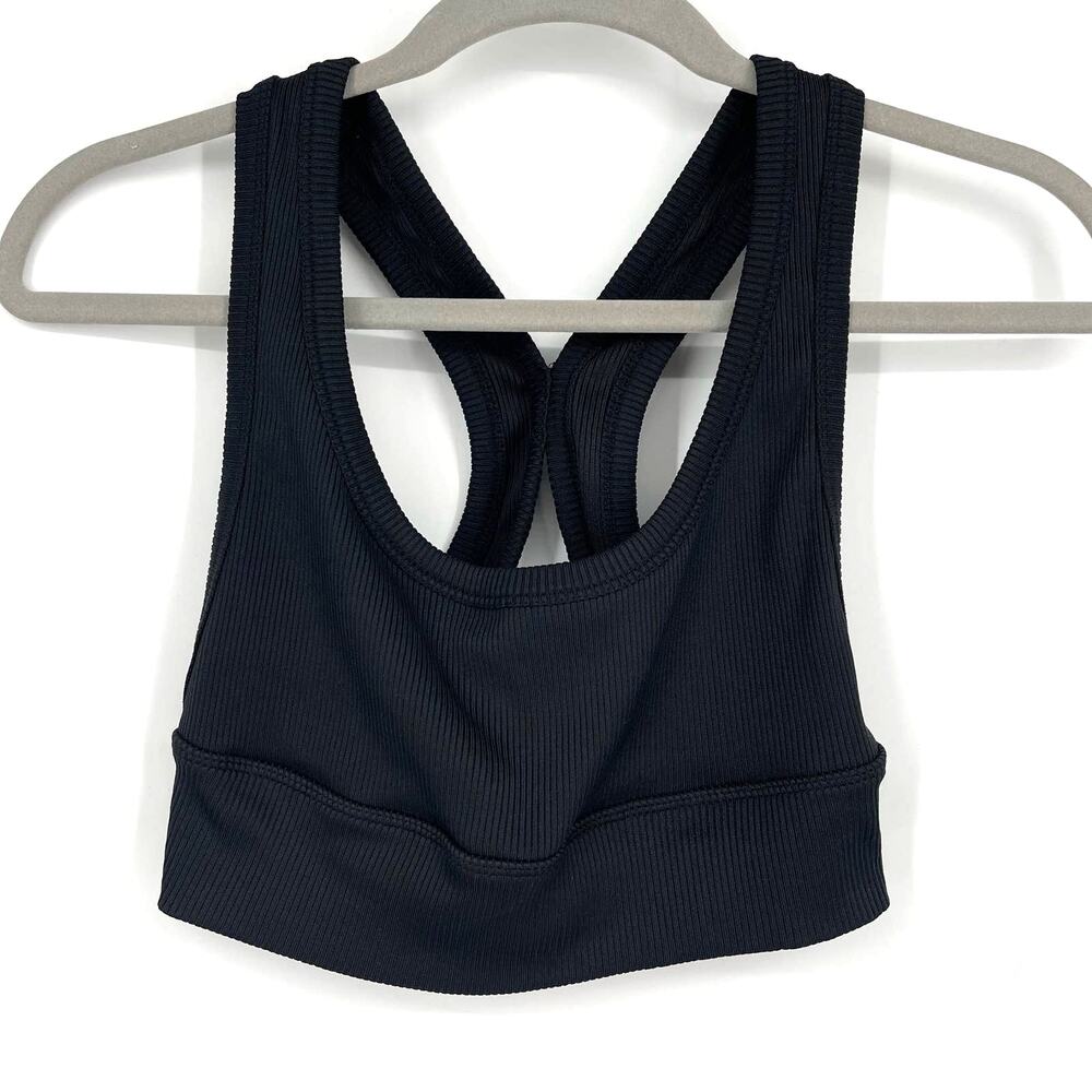 Zara Black Ribbed Crop Top Racerback Medium